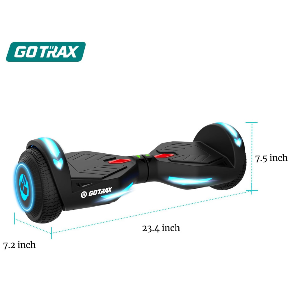 Hoverboard com Luz LED Velocidade de 9km/h e Alcance até 8 km para Crianças e Adolescentes até 80 kg 110V 200W Gotrax NOVA Preto - Imagem 7