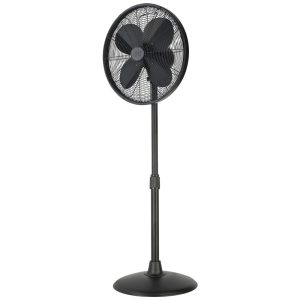 Ventilador Pedestal Retro Oscilante em Metal com 3 Velocidades 110V 50W Good Housekeeping Preto Matte
