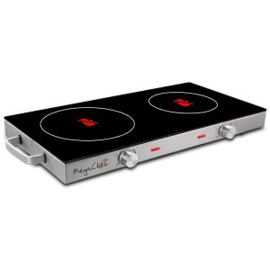 Cooktop Elétrico de Infravermelho Portátil com Queimador Duplo e Compatível com Fogão Elétrico 110V MEGACHEF Preto
