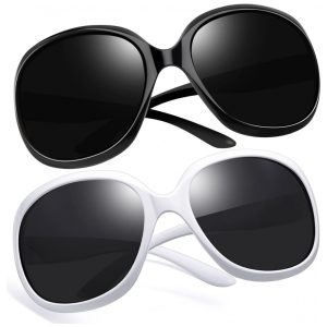 Óculos de Sol Feminino Polarizados com Proteção UV Joopin D03 2 Unidades Preto e Branco Preto