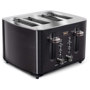 Torradeira de 4 Fatias com 6 Níveis de Tostagem Aço Inoxidável 110v CRUX 14807 Preto