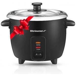 Panela de Arroz Elétrica atpe 3 Xícaras Não Cozidas 110V Elite Gourmet ERC006SS Preta