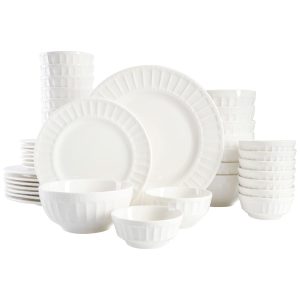 Aparelho de Jantar com 40 Peças em Porcelana Serve 8 Pessoas Gibson Home Zen Branco