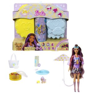 Boneca Barbie Color Reveal com 7 Surpresas Mudança de Cor e Acessórios Série Sunshine e Sprinkles