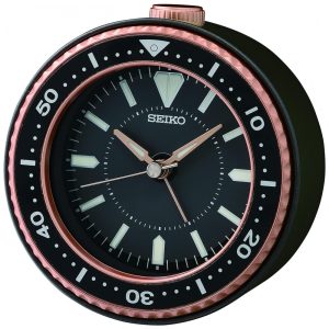 Relógio Despertador de Mesa Analógico e Moderno a Bateria Seiko Mai Heritage Ouro Preto