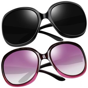 Óculos de Sol Feminino Polarizados com Proteção UV Joopin D09 2 Unidades Preto e Roxo Gradiente