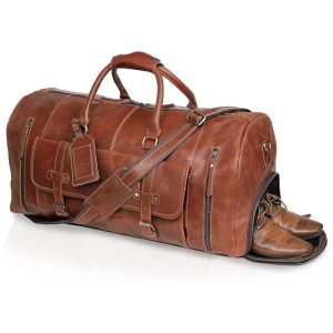 C Cuero Bolsa de Viagem Masculina Clássica de Couro Marrom