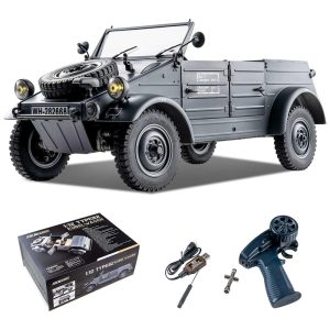 Carro Militar de Controle Remoto para Adultos em Escala 1:12 com Luzes Led WOWRC Cinza