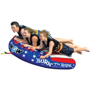 Boia Rebocável para 1 a 3 Pessoas Durável e Resistente para Passeios de Barco WOW Sports Born to Ride Azul