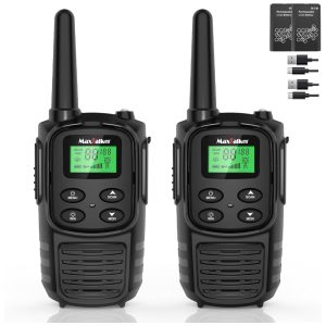Rádio Comunicador Walkie Talkie MaxTalker Longo Alcance para Adulto MT10 Recarregáveis FRS Bateria Li-ion 1200mAh Cabo USB-C Lanterna LED VOX