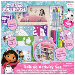 Conjunto de Atividades Deluxe Gabbys Dollhouse da Tara Toys - Kit de Arte e Artesanato Multipeças para Crianças com Adesivos Folhas de Colorir e Mais