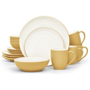Aparelho de Jantar para Todas as Ocasiões Elegância e Sofisticação para Sua Mesa com 16 Peças Formato Redondo e Material de Cerâmica Noritake Amarelo