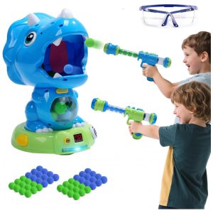 EagleStone Brinquedo Dinossauro Triceratops Móvel com Tiro e Placar LCD - Diversão e Coordenação para Crianças