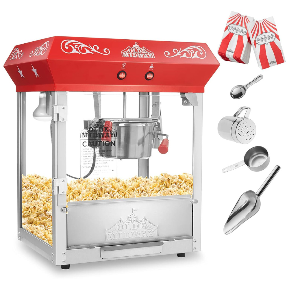 Máquina de Pipoca Olde Midway Bar Style Vermelha. Faz Pipoca Deliciosa em Minutos Compacta e Eficiente Ideal para Qualquer Ocasião. - Imagem 2