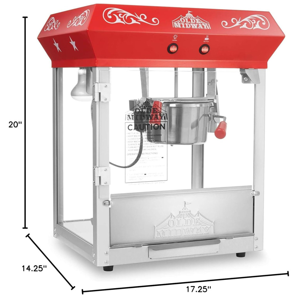 Máquina de Pipoca Olde Midway Bar Style Vermelha. Faz Pipoca Deliciosa em Minutos Compacta e Eficiente Ideal para Qualquer Ocasião. - Imagem 8