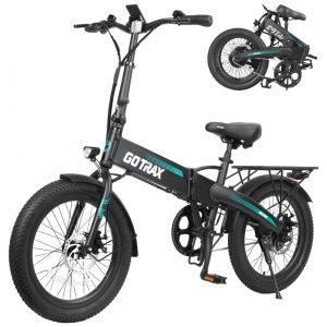 Bicicleta Elétrica Dobrável Gotrax R1 Preta 20" 40mi Autonomia Motor 500W Pico Bateria 48V 78Ah LCD 5 Marchas Disco Ultralight