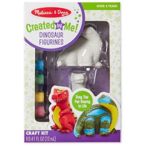Kit de Artesanato Infantil com 2 Estatuetas de Dinossauros 6 Tintas e Pincel para Crianças Acima de 8 Anos Melissa & Doug