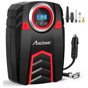 Compressor de Ar com Fio Portátil 150 PSI com Tela LED e Desligamento Automático 12V Avid Power Vermelho