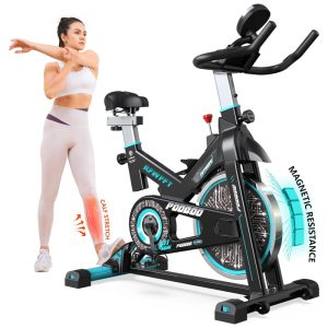 Bicicleta de exercício. Ajuste de resistência à pastilha de freio magnético ajustável acionamento de correia