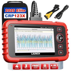 Scanner Automotivo CRP123X OBD2 com Tela Digital AutoVIN e Wi Fi LAUNCH Vermelho