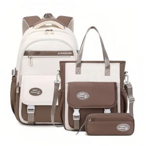 Mochila escolar Mildame infantil juvenil rosa conjunto 3 peças mochila leve infantil unissex com pingente decorativo à prova d’água