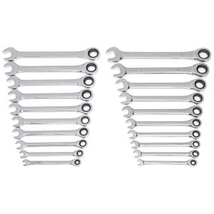 Ferramenta Automotiva Chave de Engrenagem 20 Pç. Conjunto de Chaves Catracas SAE Métrico GEARWRENCH 35720 Prateado