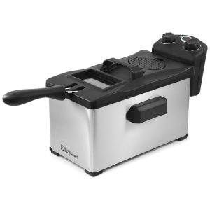 Fritadeira Elétrica Industrial a Óleo 3.5L com Controle de Temperatura Aço Inox 110v ELITE GOURMET EDF 3500 Cinza