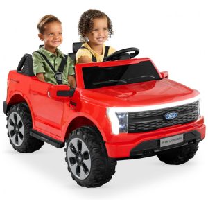 Carro Elétrico Infantil Licenciado Best Choice Products Ford F-150 Lightning 24V Vermelho 2 Lugares com Controle Remoto e Bluetooth Capacidade de 60 kg