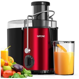 Centrífuga de Frutas e Vegetais SiFENE Boca Larga 3" Motor 800W 3 Velocidades Filtro Aço Inox Componentes Laváveis - Vermelho