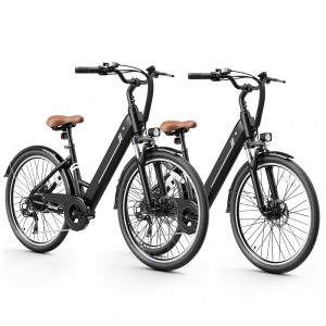 Bicicleta Elétrica Jasion YC1 ST Preto 1200W Motor Brushless Bateria Interna Removível 360Wh Pneus 66cm 7 Marchas Suspensão Dianteira 110V