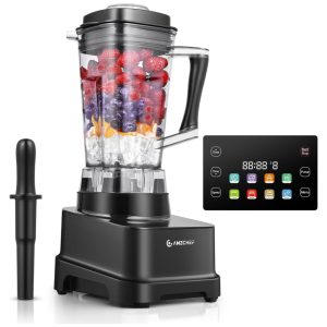Liquidificador Profissional 8 em 1 2L com Painel LED Temporizador 8 Velocidades e Pulso 110V 2000W Amzchef Preto