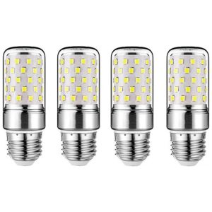 E27 LED Corn Bulbs 12W – Pack com 4 Lâmpadas Candelabra LED 100W EquivalentLuz Branca Fria 6000KBase E26/E27Não Dimerizável IluminaçãoK JINGKELAI
