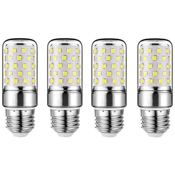 E27 LED Corn Bulbs 12W – Pack com 4 Lâmpadas Candelabra LED 100W Equivalent,Luz Branca Fria 6000K,Base E26/E27,Não Dimerizável, Iluminação,K JINGKELAI