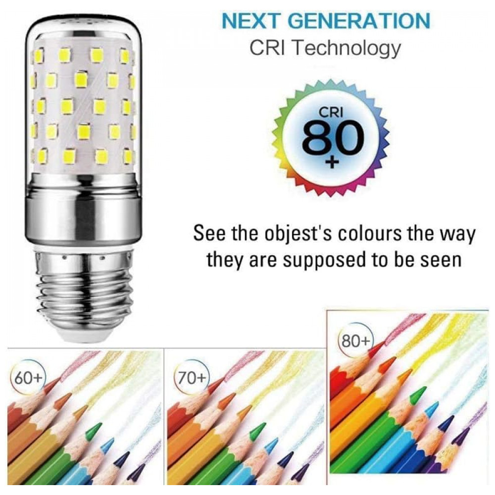 E27 LED Corn Bulbs 12W – Pack com 4 Lâmpadas Candelabra LED 100W Equivalent,Luz Branca Fria 6000K,Base E26/E27,Não Dimerizável, Iluminação,K JINGKELAI - Imagem 4