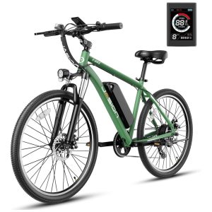Jasion EB5: Bicicleta Elétrica para Adultos com Motor sem Escova de 500W Bateria Removível de 360Wh e Suspensão Dianteira - Verde Padrão