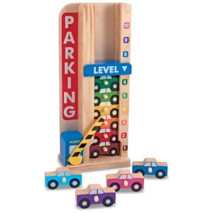 Garagem Empilhadora para Carros Infantil de Madeira com 10 Carros Ideal para Brincadeiras e Aprendizado de Crianças Melissa & Doug