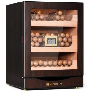 Umidor MET-1031 para 150 Charutos com Revestimento de Cedro Espanhol Porta Magnética Vedada 3+1 Gavetas de Grande Capacidade. Glencreag