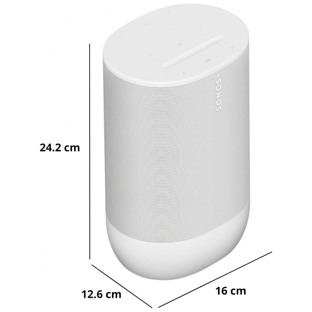 Sonos Move Caixa de Som Portátil Wireless com Bluetooth, Som Estéreo, IP56, Alexa, Google Assistant, Bateria Longa Duração – Branco Fosco - Imagem 3