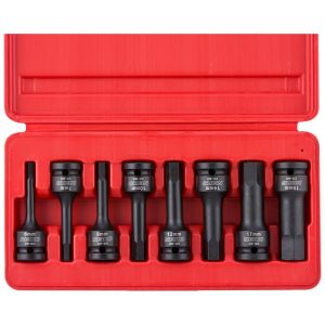 Ferramenta Automotiva Soquetes de Bits Allen 1 2 8 Peças Chave Hexagonal Métrica NEIKO 01136B Vermelho