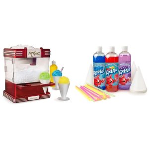 Máquina de Raspadinha com Cones e Xaropes Nostalgia Retro 110V 35W Vermelha