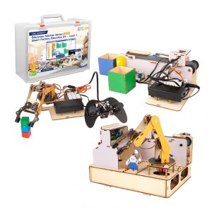 Kit fábrica inteligente ACEBOTT QE031 ESP32 IoT com braço robótico esteira sensores quebra‑cabeça 3D em madeira para STEM