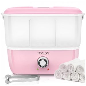 Aquecedor de Toalha Elétrico para Salão de Beleza até 8 Toalhas 110V TASALON Branco e Rosa