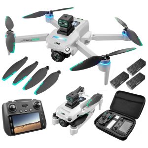 Drone 4K GPS UHD para Adultos Controle Remoto 5G com Tela Retorno de Uma Tecla Câmera Dupla e Prevenção de Obstáculos Jardhom Branco