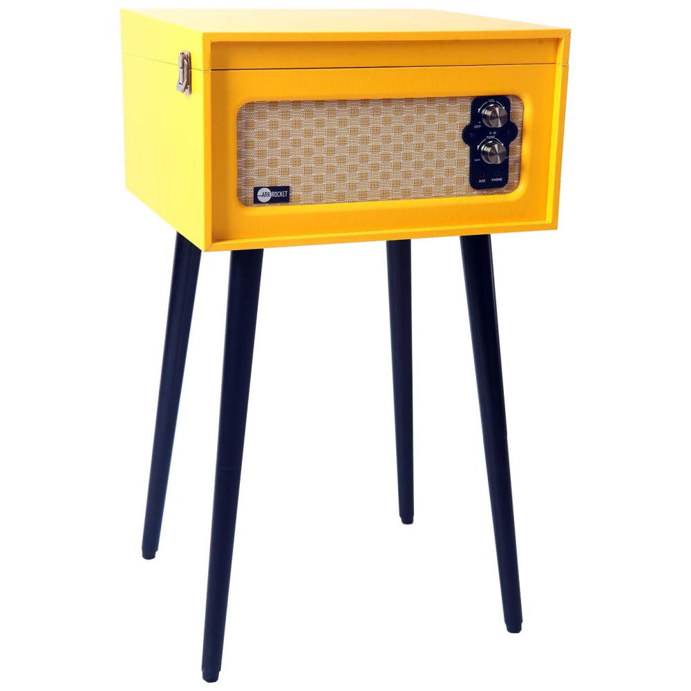 Vitrola Toca Discos com Plataforma 3 Velocidades com Bluetooth sem fio 33 RPM ARKROCKET ARK 01 PK Amarelo - Imagem 3