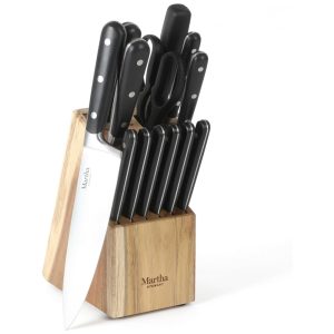 Conjunto de Facas em Aço Inoxidável com Bloco de Bancada 14 Peças Martha Stewart Preto Fosco