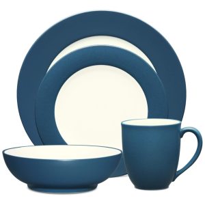 Aparelho de Jantar de Cerâmica Clássica e Durável para o Dia a Dia com 4 Peças Formato Redondo e Material de Cerâmica Noritake 8484-04X Azul