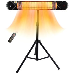 Aquecedor Elétrico Portátil Infravermelho com Suporte Resistente e Controle Remoto 110V 1500W IQ HEAT Preto