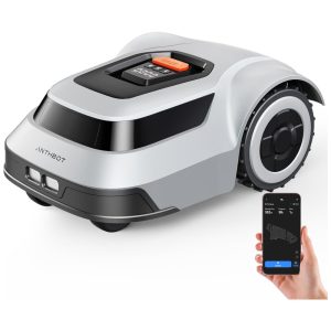 Robô Cortador de Grama Sem Fio até 1000m2 com Controle por APP Mapeamento Inteligente e Baixo Ruído 110V  ANTHBOT Cinza