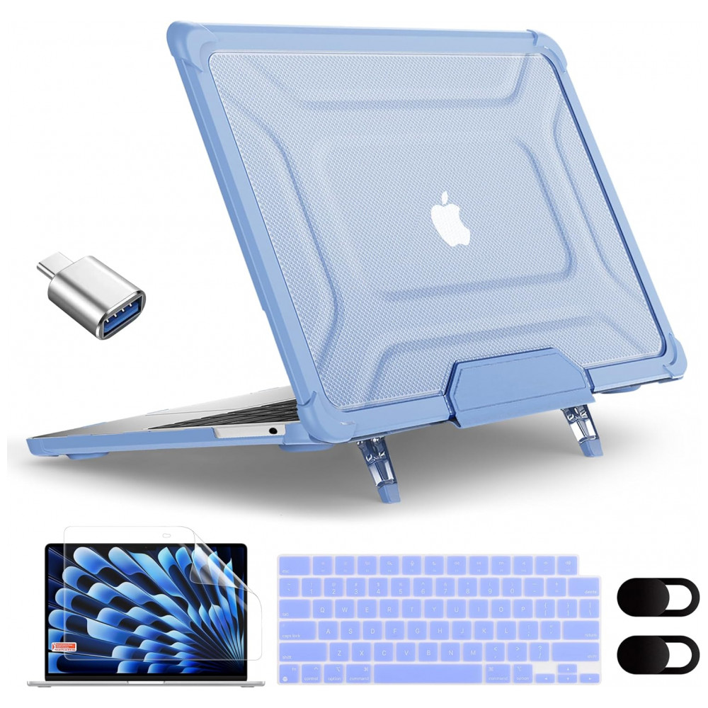 Capa Rígida Antichoque Sky Blue XK para MacBook Air 15″ (2023–2025, Modelos A3241/A3114/A2941, M2/M3/M4) – MEEgoodo