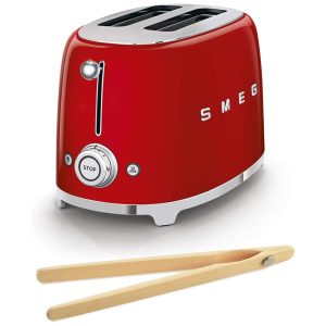 Torradeira Smeg TSF01RDUS Retro Style anos 50 com Feixe de Bambu Vermelho 2 Fatias